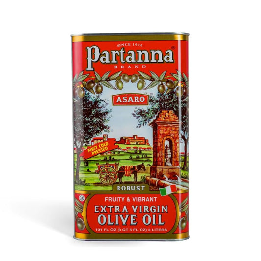 Partanna Robust Extra Virgin Olive Oil - Premium Castelvetrano Oil - Harvested in Sicily - Pure Authentic Italian - Monovarietal - Rich in Flavor - First Cold Pressed - 101oz (3 liter) Tin