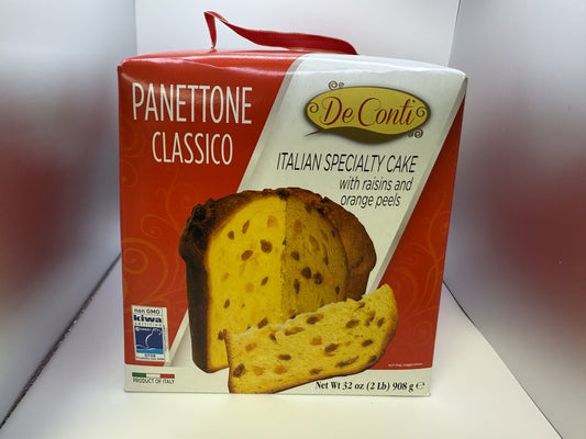 De Conti Panettone Classico 2LB Italian Specialty Cake with Raisins & Orange Peels